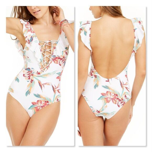 Roxy Lahaina Bay Printed Ruffled One-Piece - NEW - Picture 1 of 14